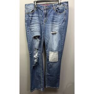 Standard & Practices Patchwork Denim Jeans Womens size 18 Distressed medium wash